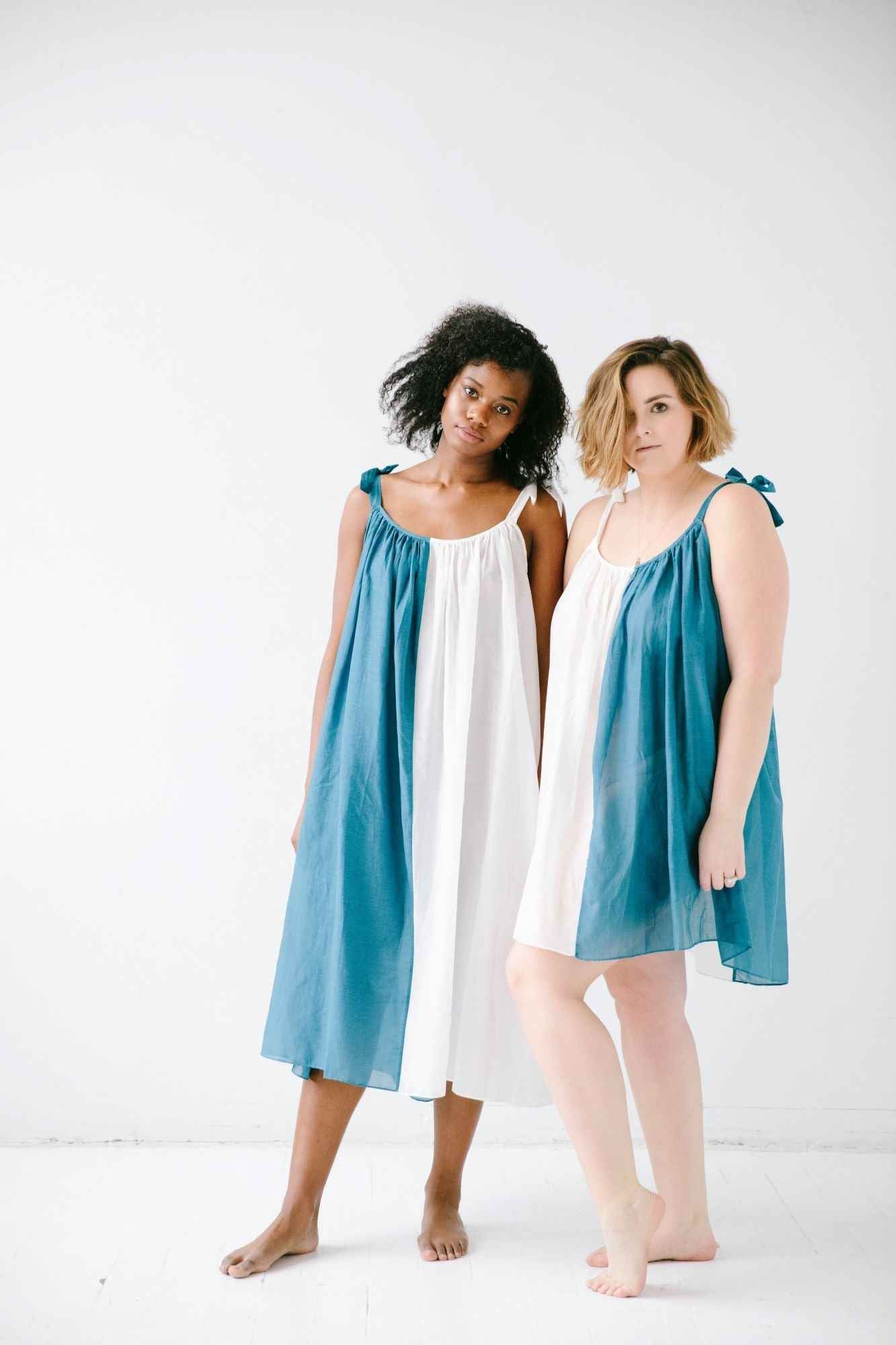 Sheer Tie Strap Babydoll in Silk Cotton Blend