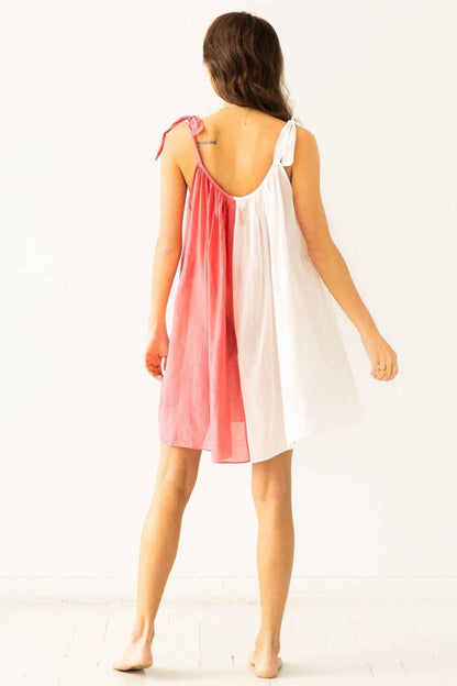 Sheer Tie Strap Babydoll in Silk Cotton Blend