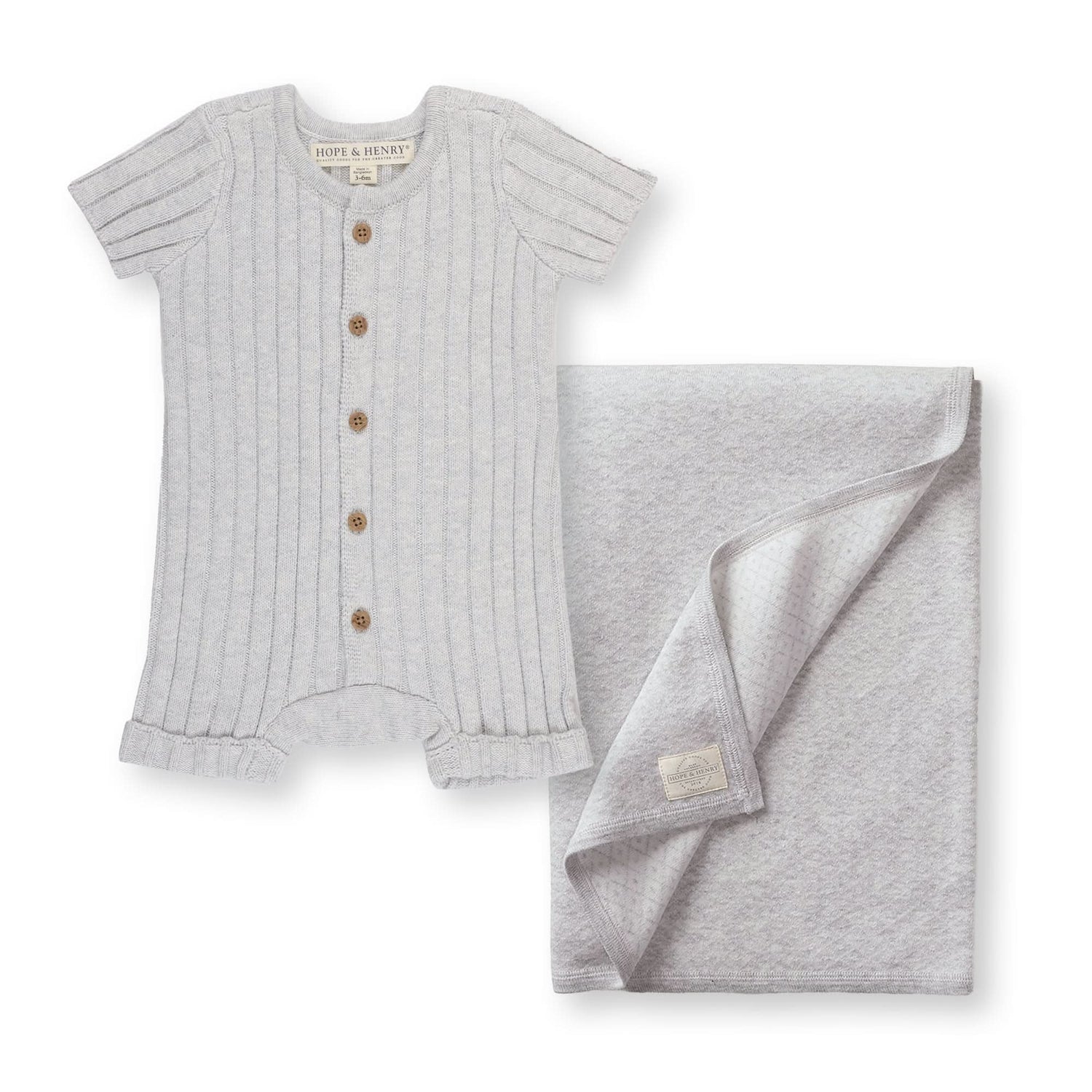 Shortie Romper &amp; Jacquard Blanket Gift Set