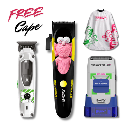 B-Way B10K Clipper, T-Pro Trimmer, Off-Shaver - 3 in 1 Set FREE CAPE
