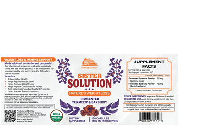 Sister Solution Fermented Turmeric and Fermented Barberry Powder Capsules by America&
