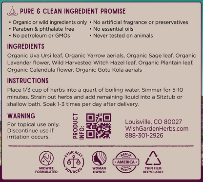 AfterBirth Sitzbath, Postpartum Herbal Soak  DestGlow