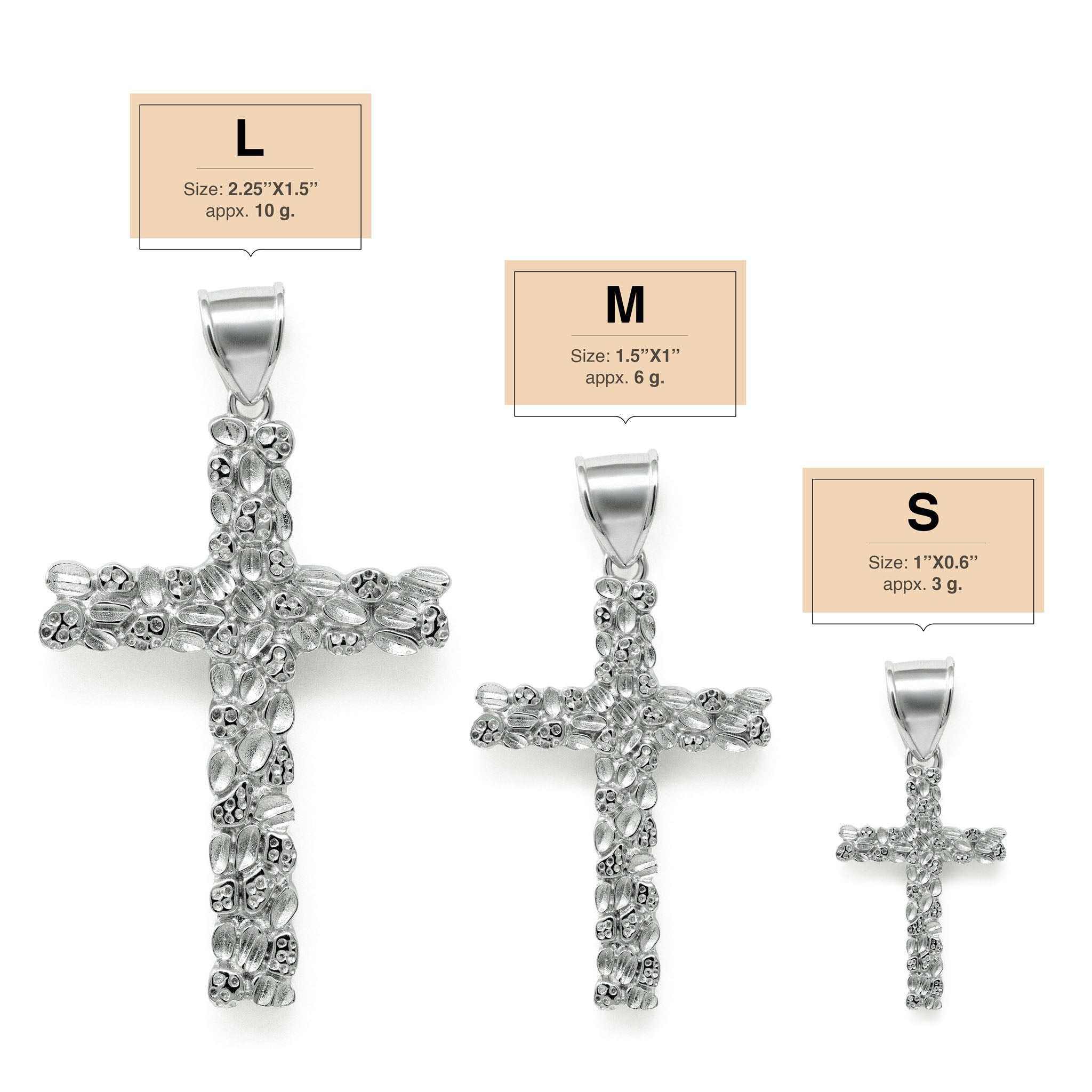 Nugget Cross Pendant Religious 925 Sterling Silver - DestGlow