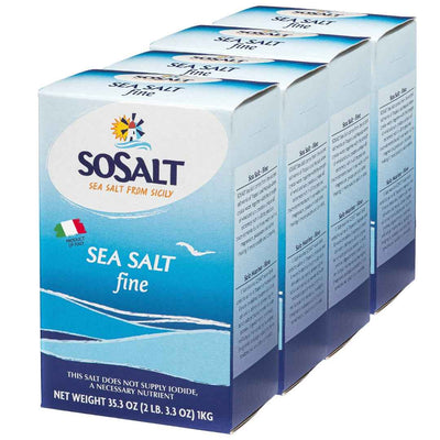 SoSalt, 12 pack x 1 kg Fine Natural Sea Salt, (35.3 oz)