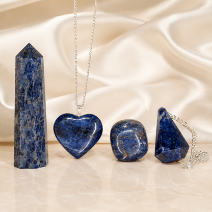 Sodalite Crystal Gift Set For Emotional Support and Protection, Real Polished Gemstones.  DestGlow