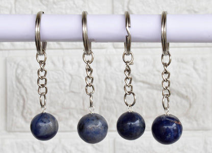 Sodalite Key Chain, Gemstone Keychain Crystal Key Ring (Meditation and Angelic Communication )  DestGlow