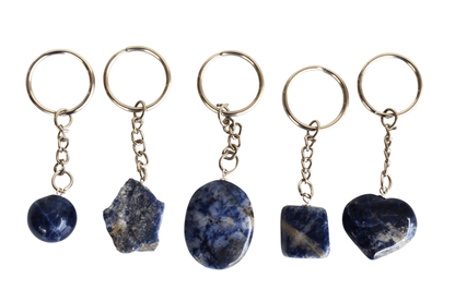 Sodalite Key Chain, Gemstone Keychain Crystal Key Ring (Meditation and Angelic Communication )  DestGlow