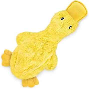 Best Pet Supplies Interactive Squeaky Dog Chew Toy, Ideal Dog Toys for Chewers, Small, Medium &amp; Large Dogs, and Fetch Lovers - Crinkle Duck (Yellow), Large