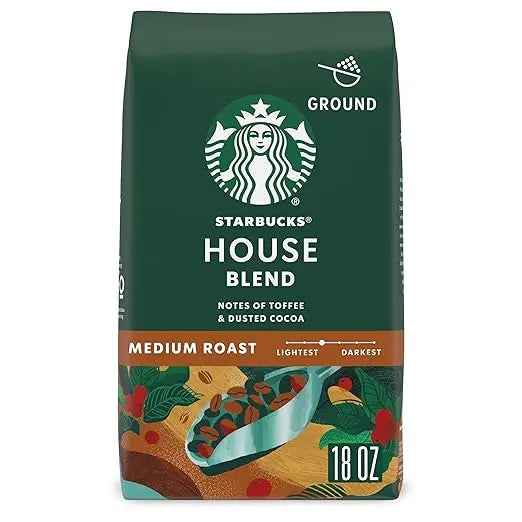 Starbucks House Blend Medium Roast Ground Coffee – 18 oz, 100% Arabica