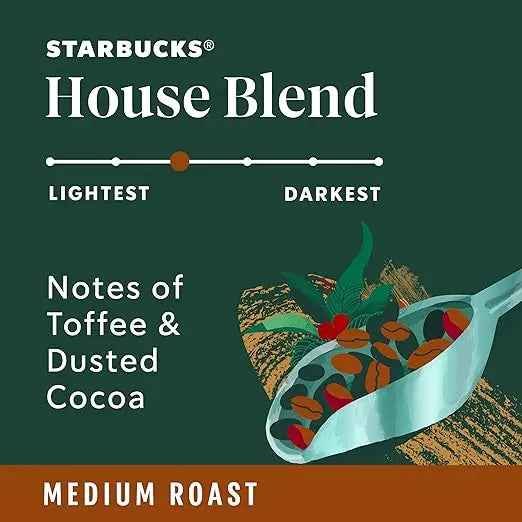 Starbucks House Blend Medium Roast Ground Coffee – 18 oz, 100% Arabica