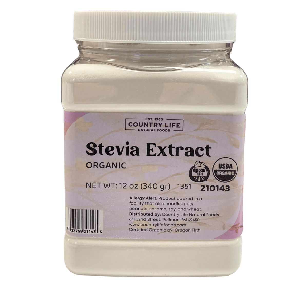 Stevia Extract Powder, White, Organic by Country Life Natural Foods