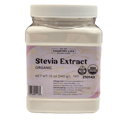 Stevia Extract Powder, White, Organic by Country Life Natural Foods