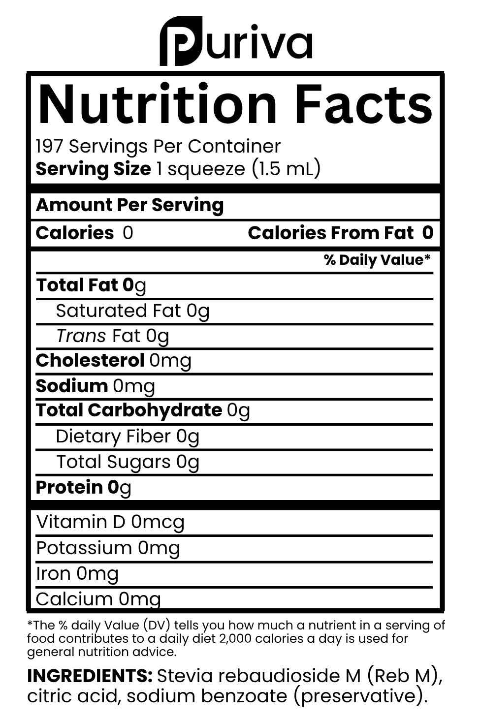 Organic Liquid Stevia Reb M | Sweetener Concentrate | Superior to Reb A, Reb D, and all stevia extracts | 5,000 servings with refill pack, Puriva Nutrition