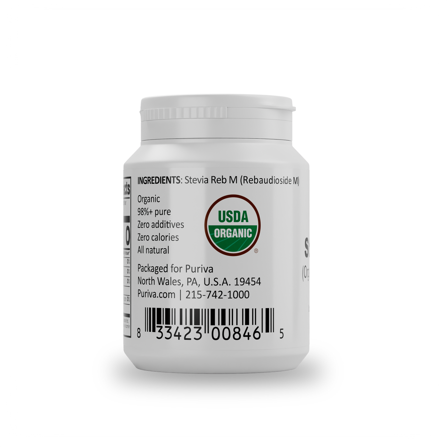 Stevia Reb M powder, (Reb-M | Rebaudioside M), 60 grams | 2,000 servings, Puriva Nutrition - DestGlow