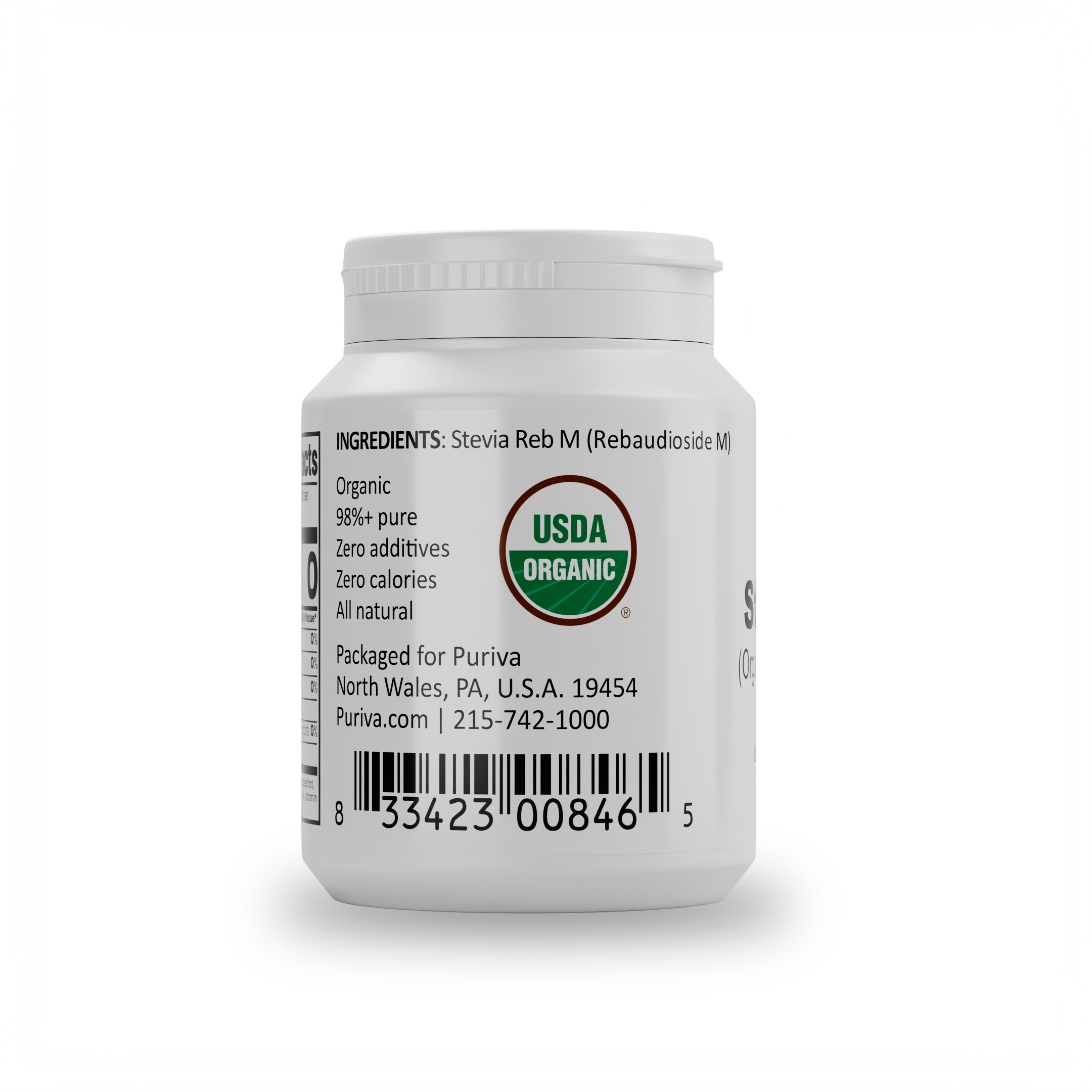 Stevia Reb M powder, (Reb-M | Rebaudioside M), 60 grams | 2,000 servings, Puriva Nutrition - DestGlow