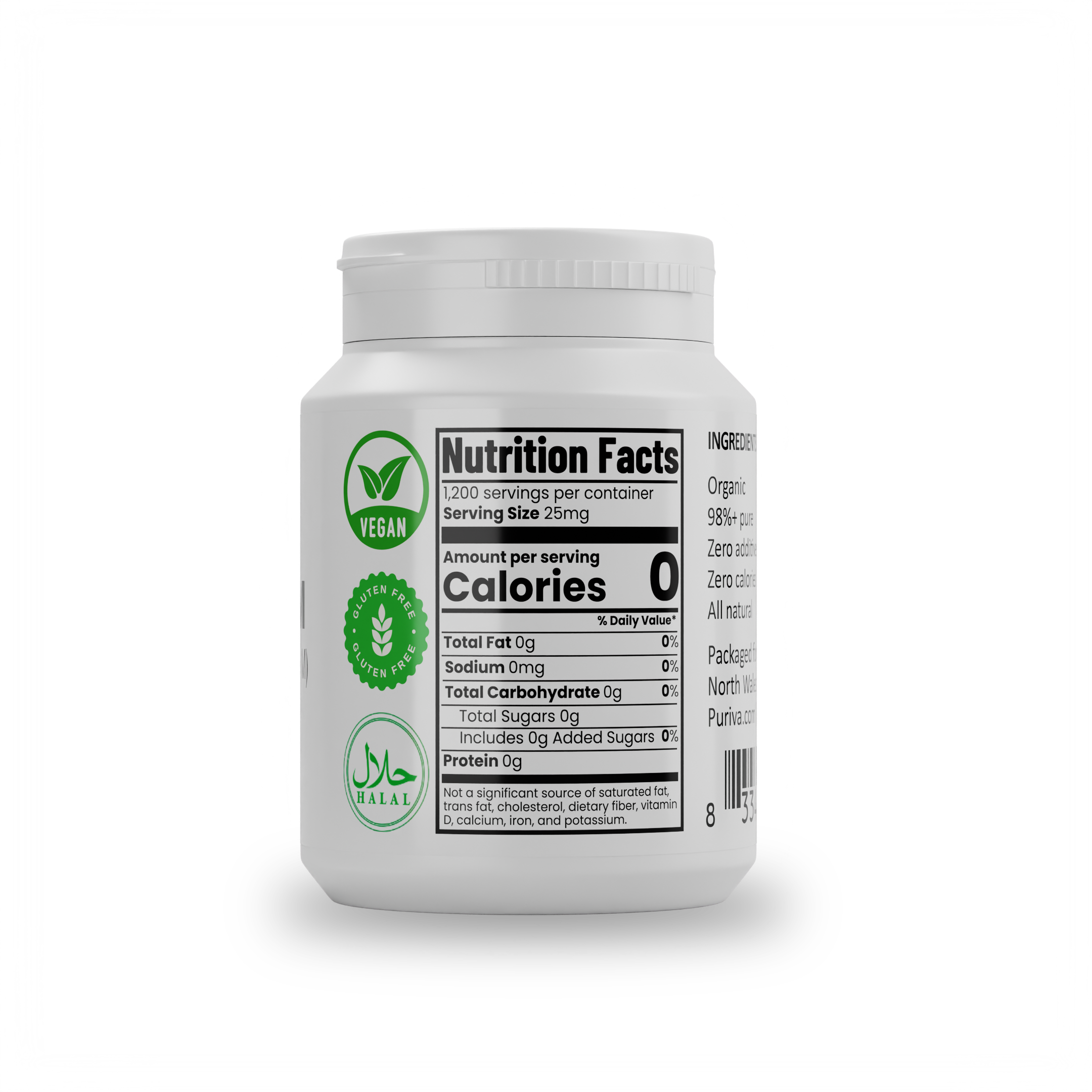 Stevia Reb M powder, (Reb-M | Rebaudioside M), 60 grams | 2,000 servings, Puriva Nutrition - DestGlow