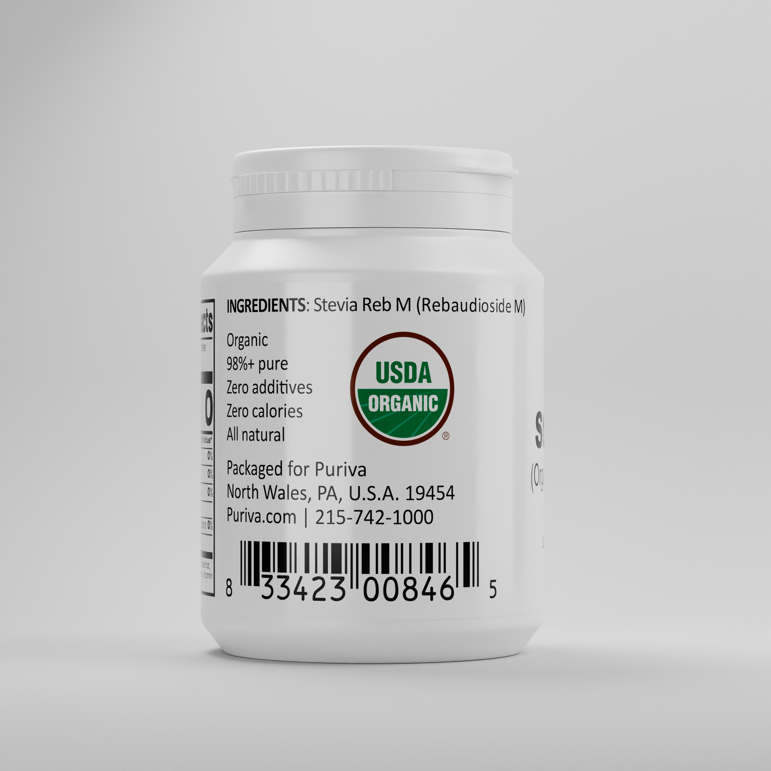 Stevia Reb M powder, (Reb-M | Rebaudioside M), 60 grams | 2,000 servings, Puriva Nutrition by Puriva Nutrition