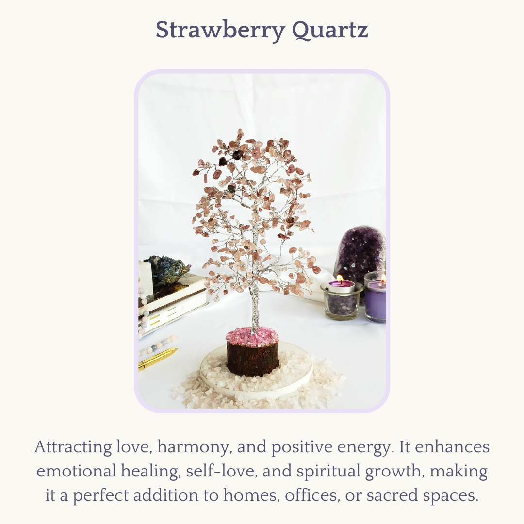 Gemstone Tree Strawberry Quartz Crystal Tree Of Life.