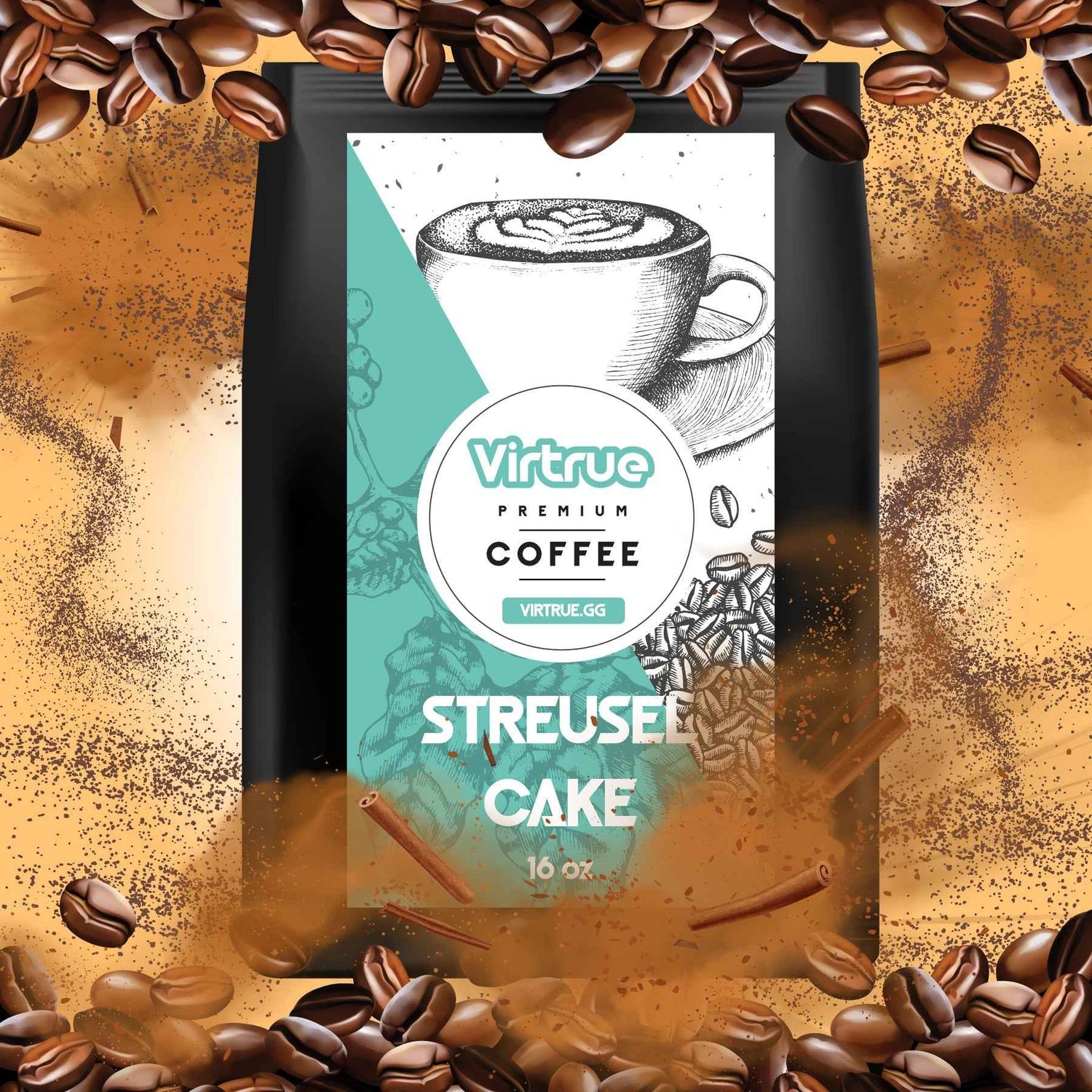 Streusel Cake Flavored Coffee – 16oz | Virtrue Premium
