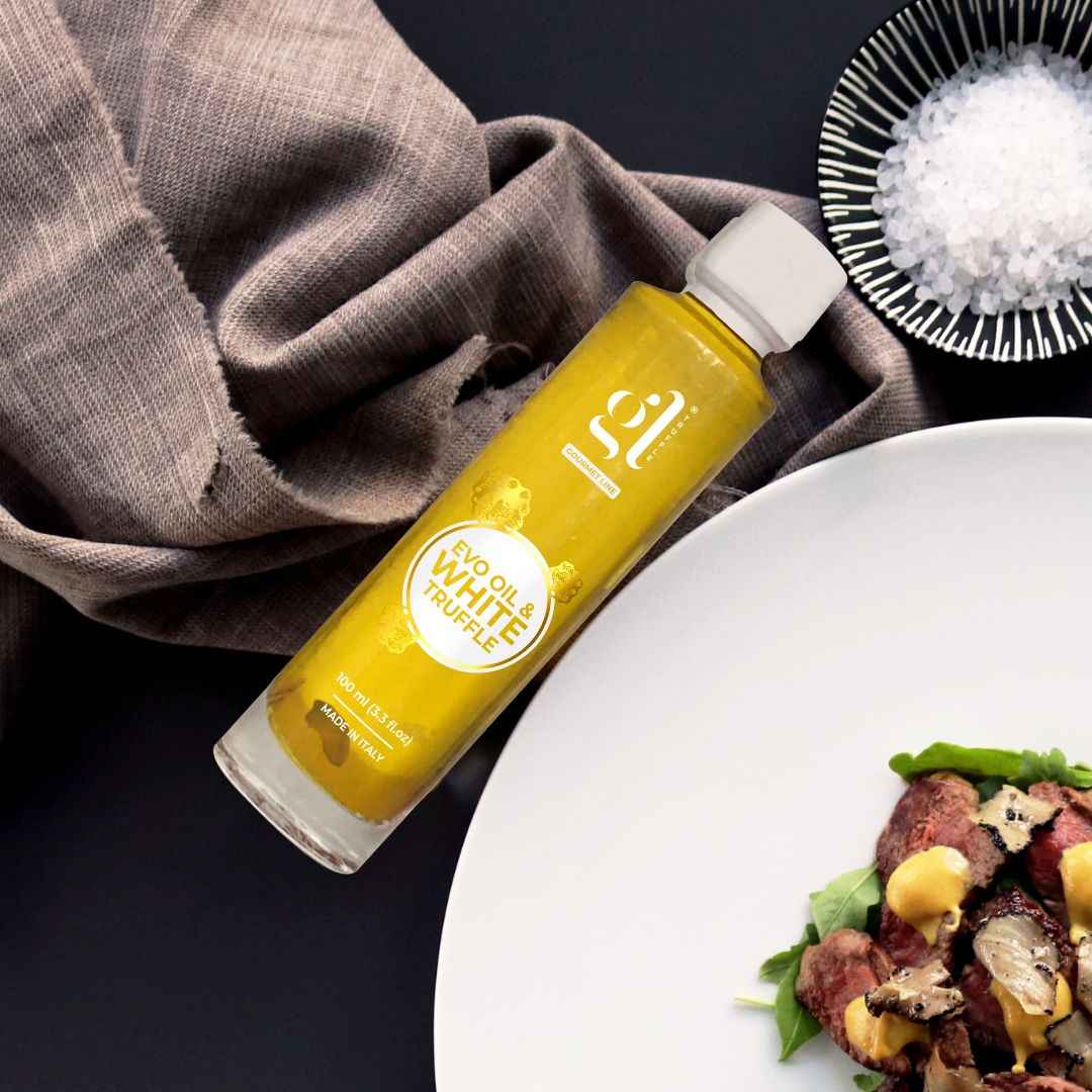 GL Truffle Gourmet, Extra Virgin Olive Oil &amp; White Truffle with truffle slices (3.4 FL oz) 100 ml