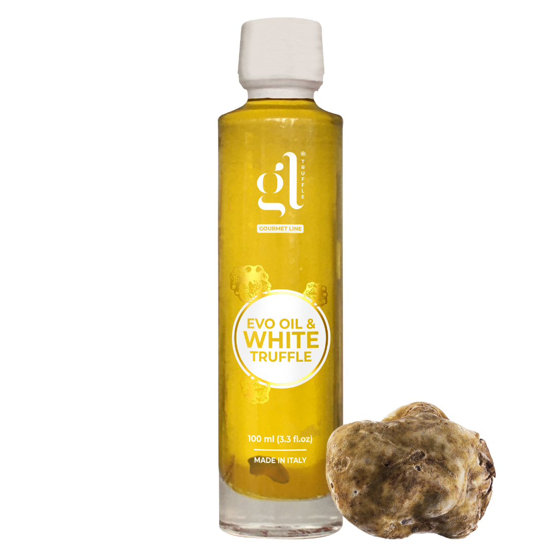 GL Truffle Gourmet, Extra Virgin Olive Oil &amp; White Truffle with truffle slices (3.4 FL oz) 100 ml