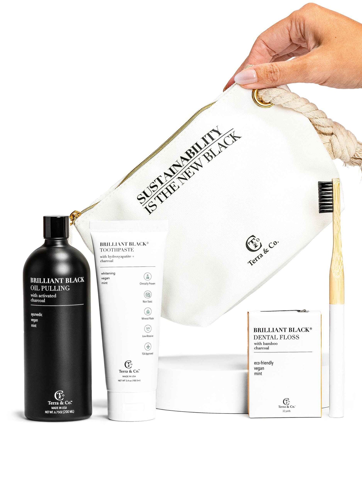 Sustainability is the New Black® Set – Ayurvedic Oil Pulling + Micro Hydroxyapatite | Terra &amp; Co.®