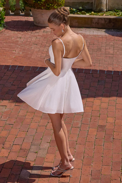 Amoris T103 Short A-Line Glitter Satin Scoop Neckline Dress by DiscountDressShop