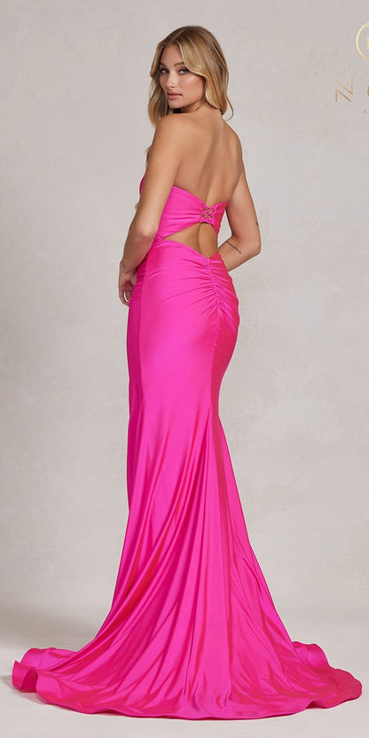Nox Anabel T1139 Floor Length Fitted Satin Strapless Sweetheart Dress by DiscountDressShop