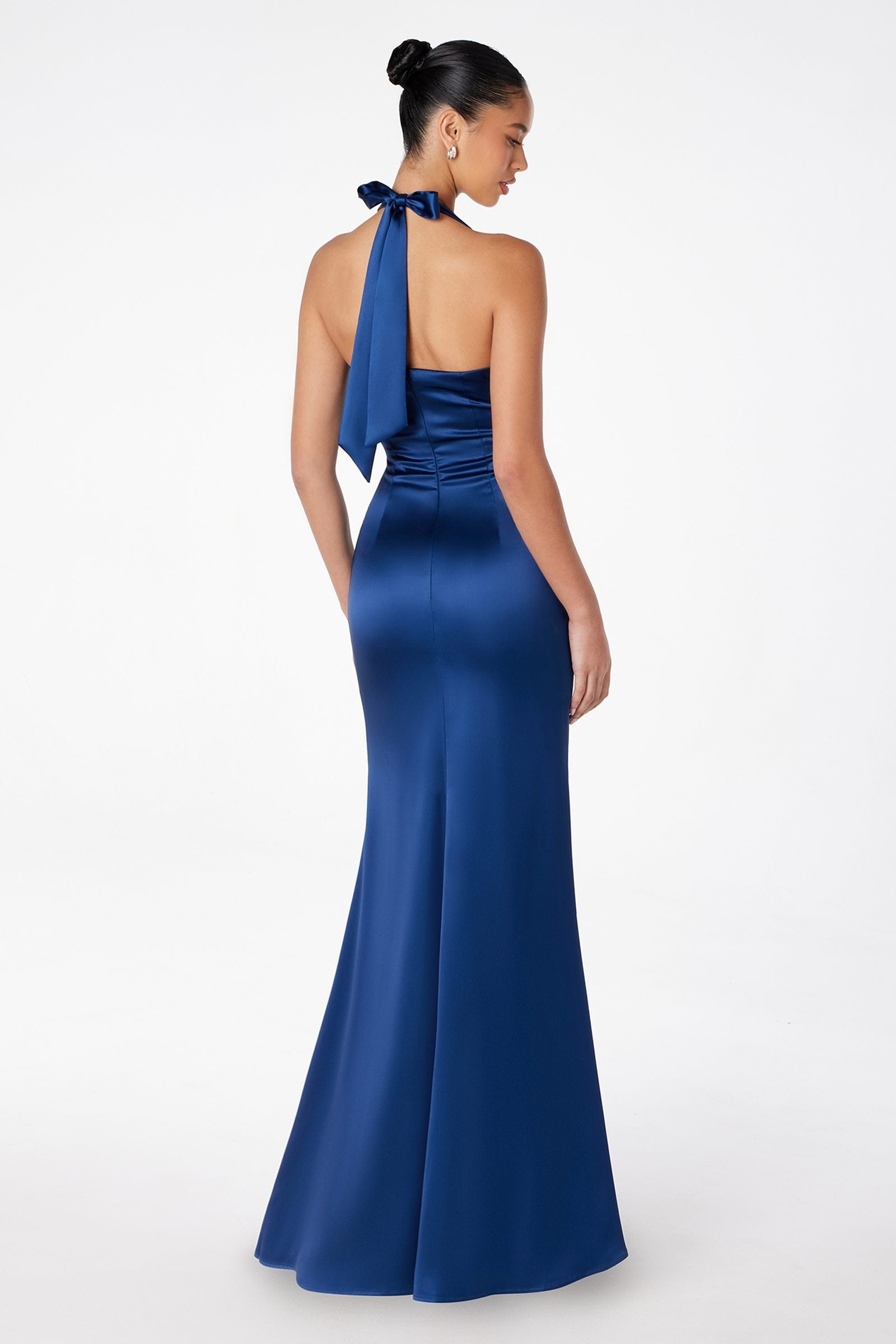 Astee T2001 Fitted Long V-Neckline Halter Top Evening Gown by DiscountDressShop