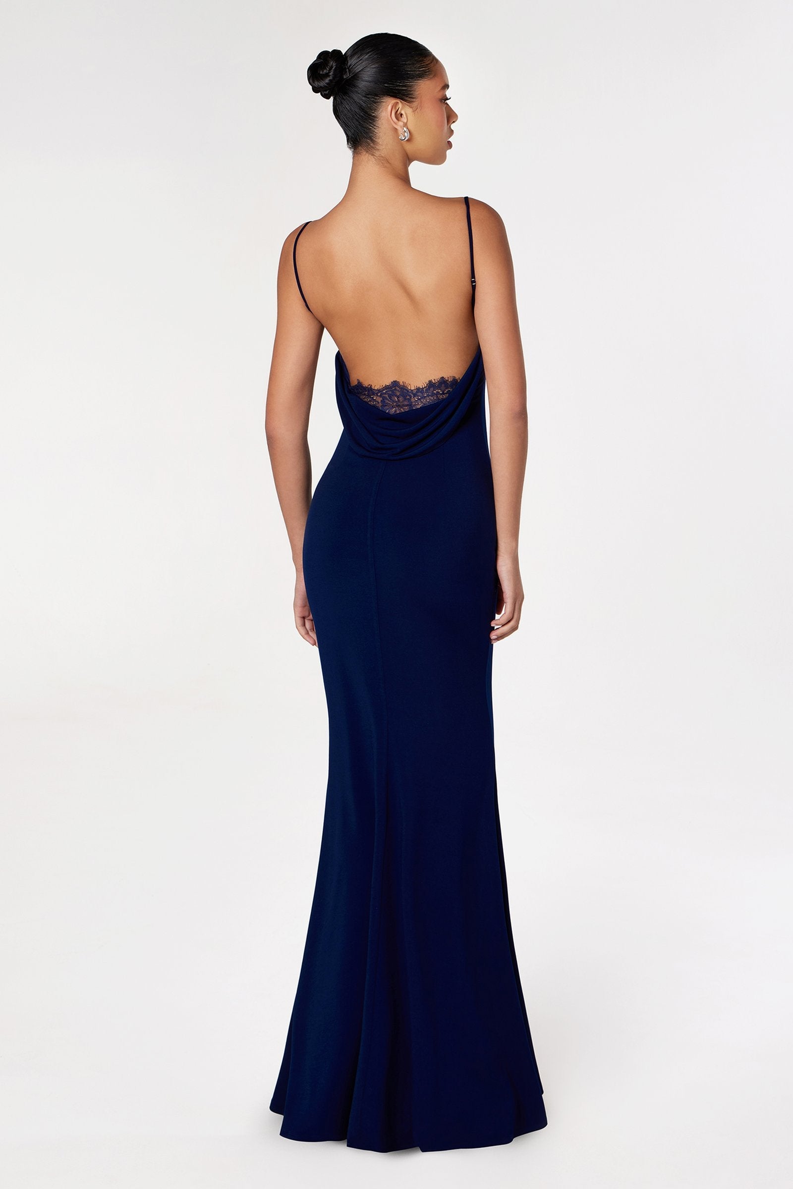 Astee T2008 Fitted Spaghetti Strap Open Back with Lace Detail Gown by DiscountDressShop