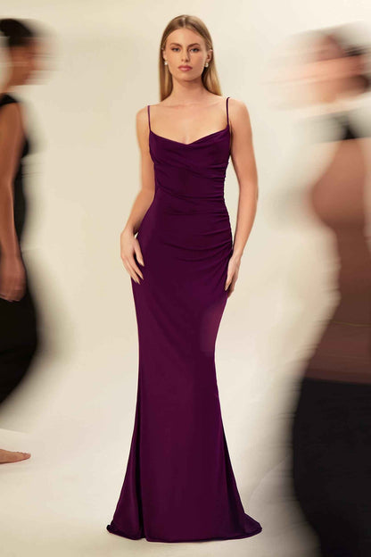 Astee T2008 Fitted Spaghetti Strap Open Back with Lace Detail Gown by DiscountDressShop