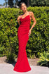 Astee T2008 Fitted Spaghetti Strap Open Back with Lace Detail Gown by DiscountDressShop