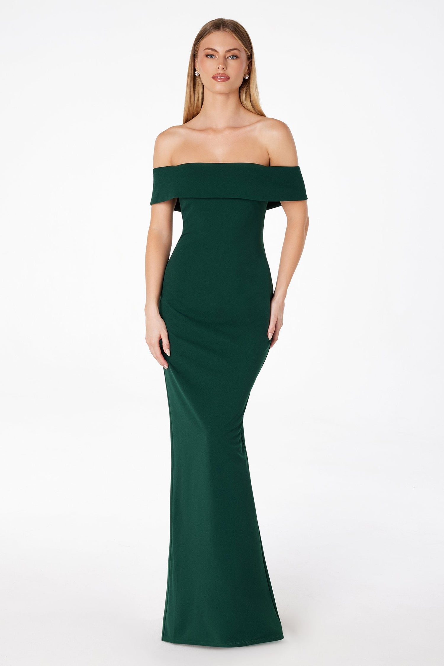 Astee T2011 Off the Shoulder Fitted Evening Gown Back Slit by DiscountDressShop