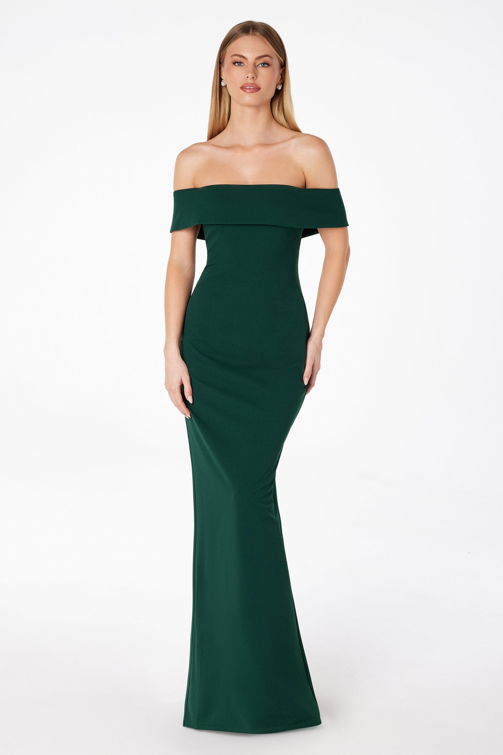 Astee T2011 Off the Shoulder Fitted Evening Gown Back Slit by DiscountDressShop