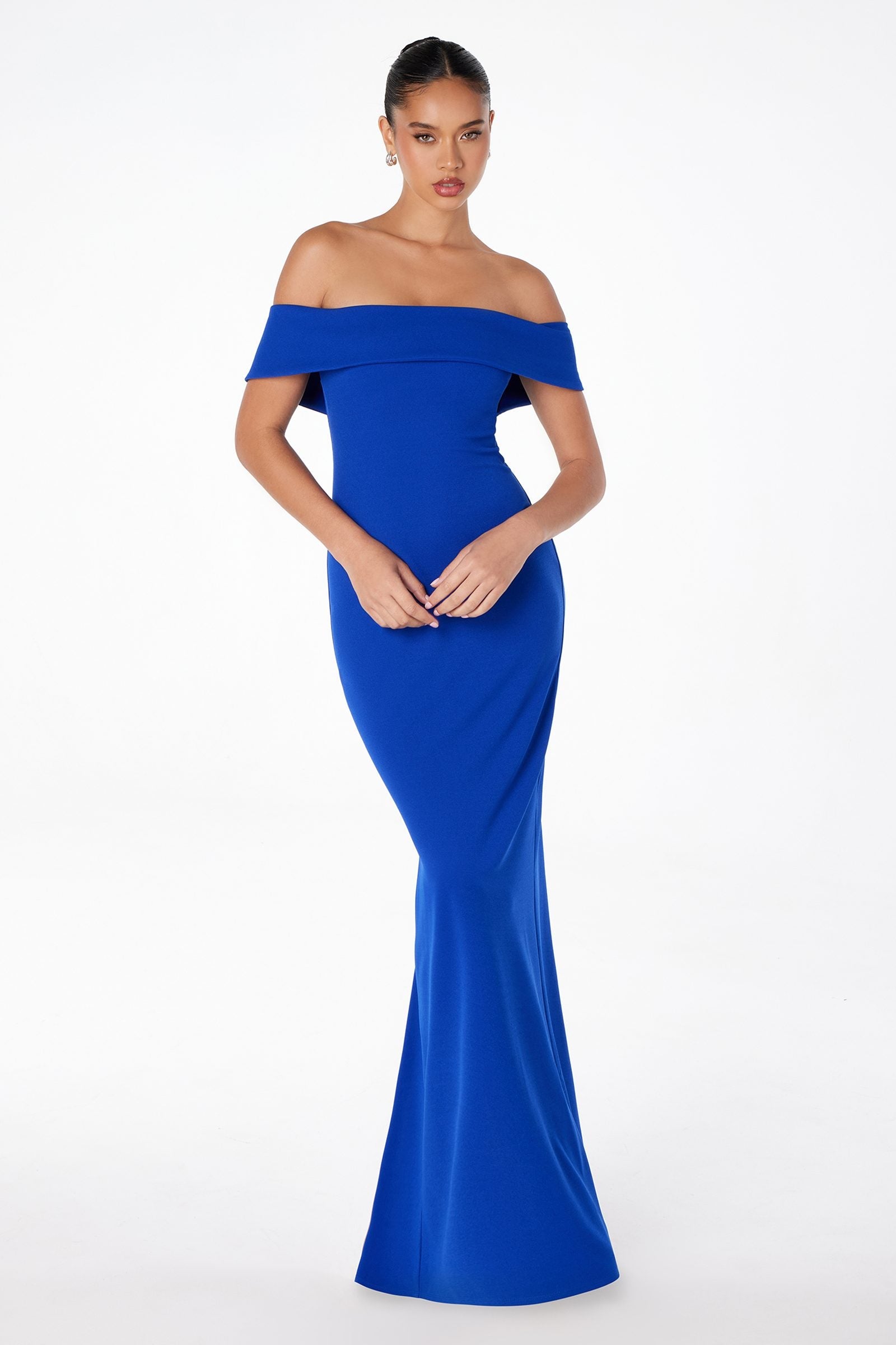 Astee T2011 Off the Shoulder Fitted Evening Gown Back Slit by DiscountDressShop