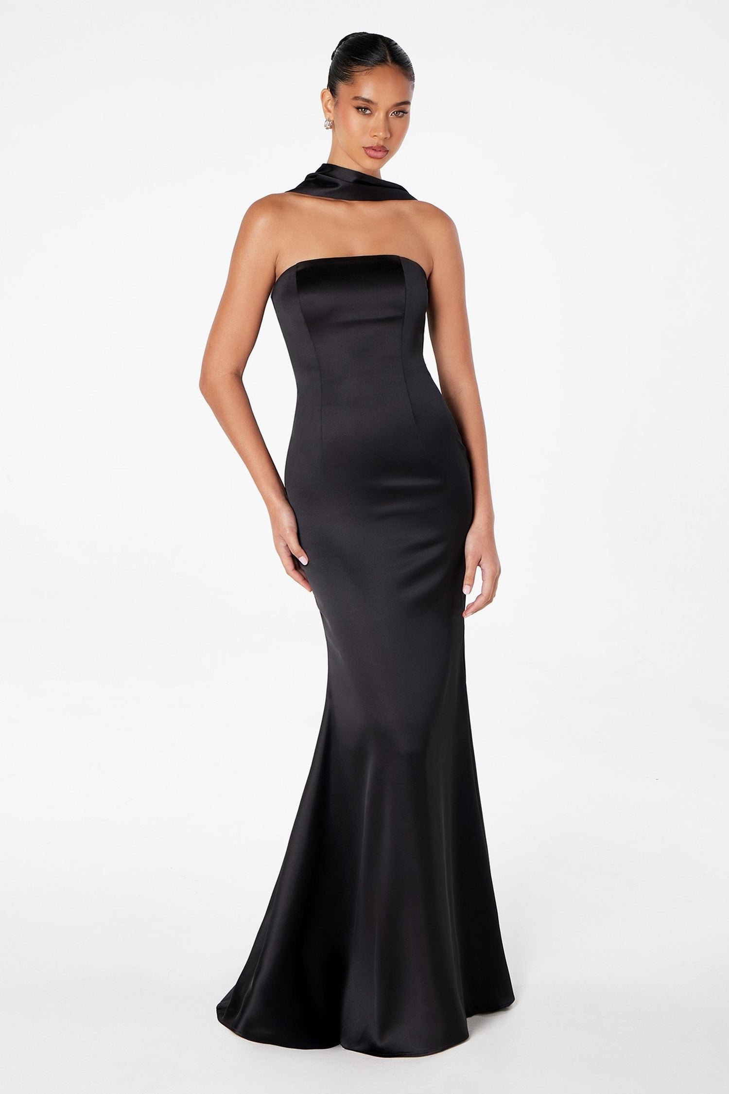 Astee T2012 Strapless Fitted Mermaid Gown with Scarf by DiscountDressShop