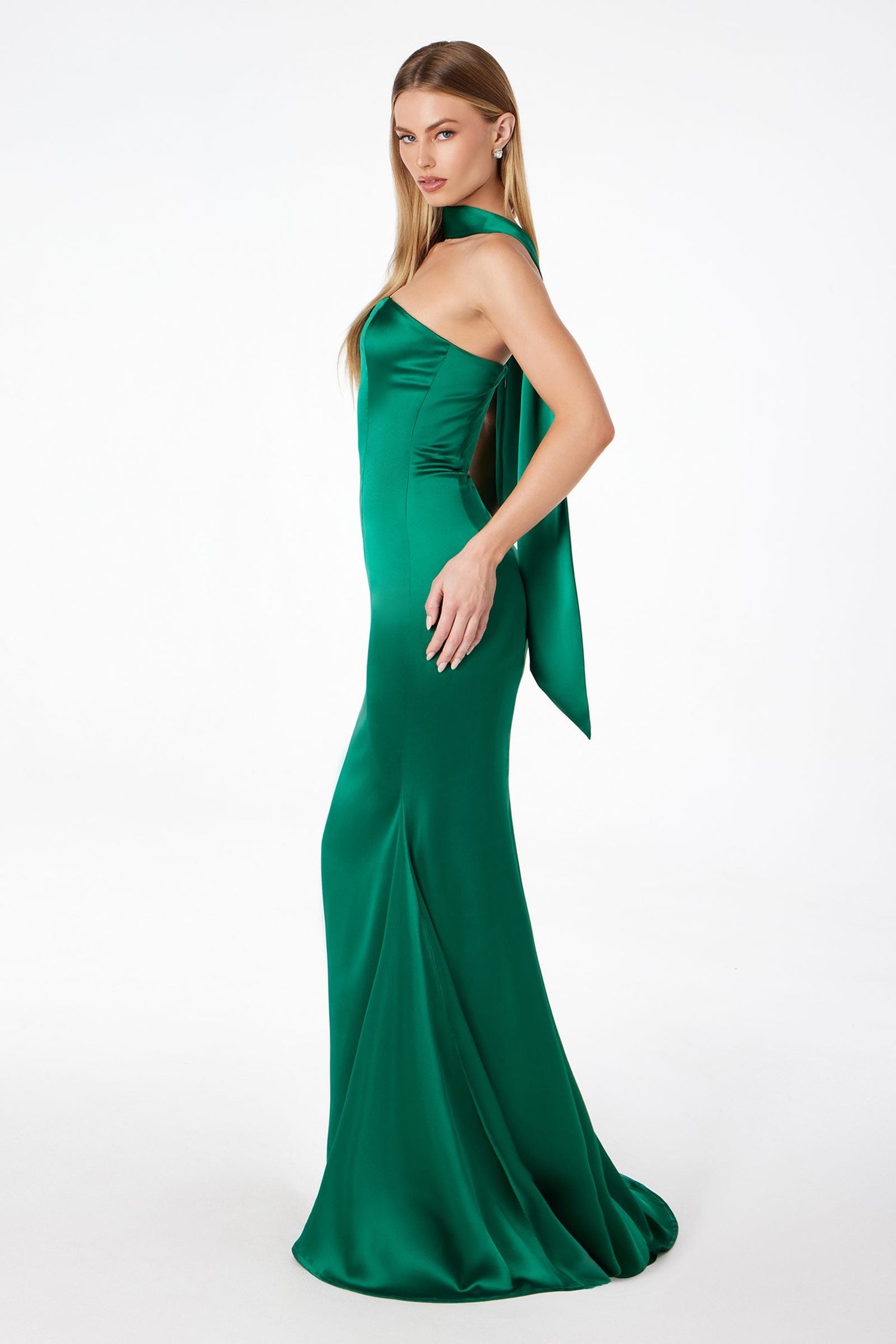 Astee T2012 Strapless Fitted Mermaid Gown with Scarf by DiscountDressShop