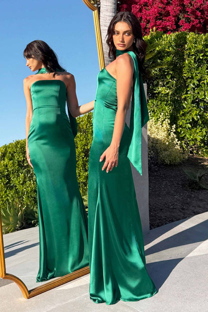 Astee T2012 Strapless Fitted Mermaid Gown with Scarf by DiscountDressShop