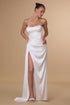 Amoris T215W Fitted Strapless Luxurious Satin Side Sash Wedding Dress - DestGlow
