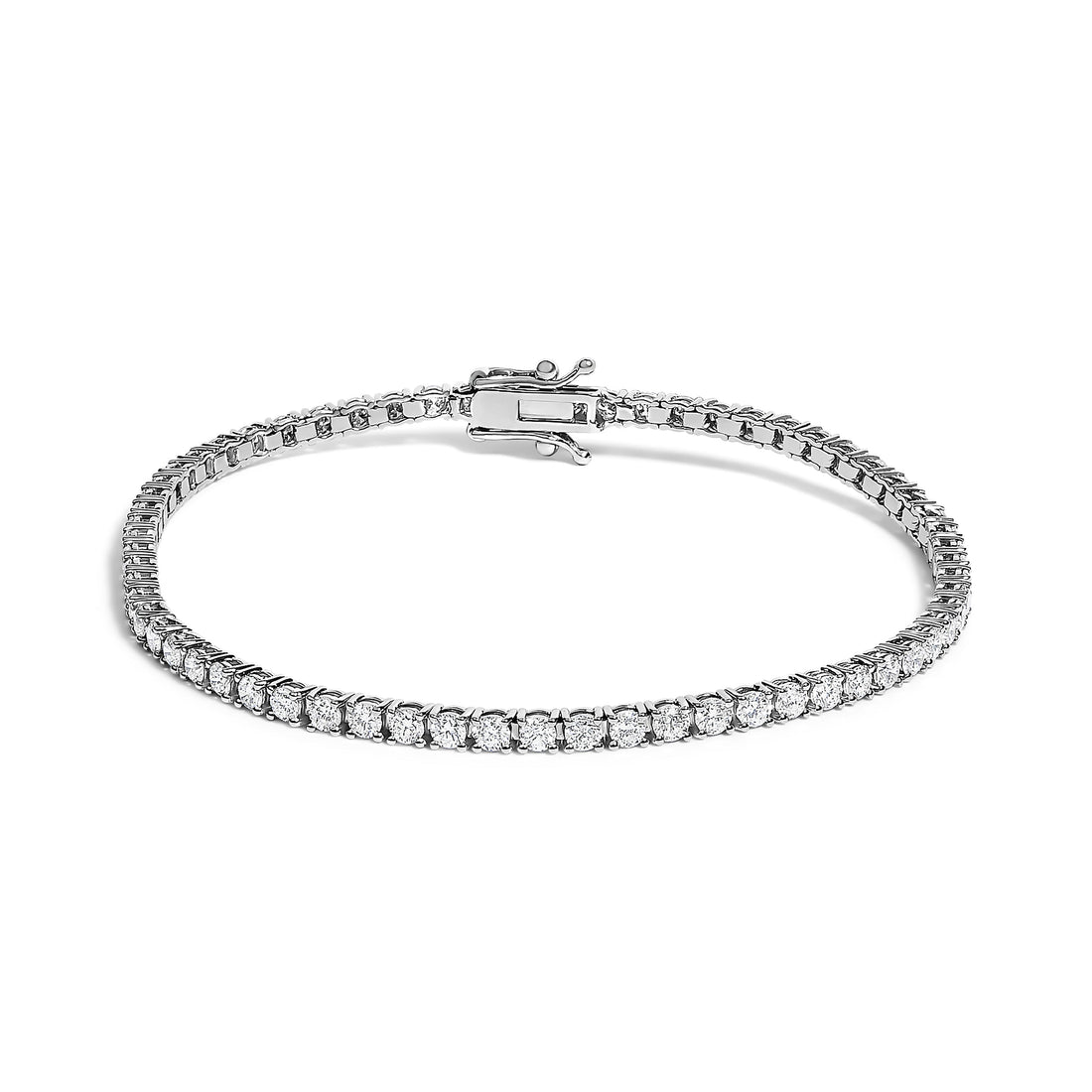 14K White Gold 3.00 Ctw Diamond Classic Standard 4 Prong Set Tennis Bracelet  DestGlow