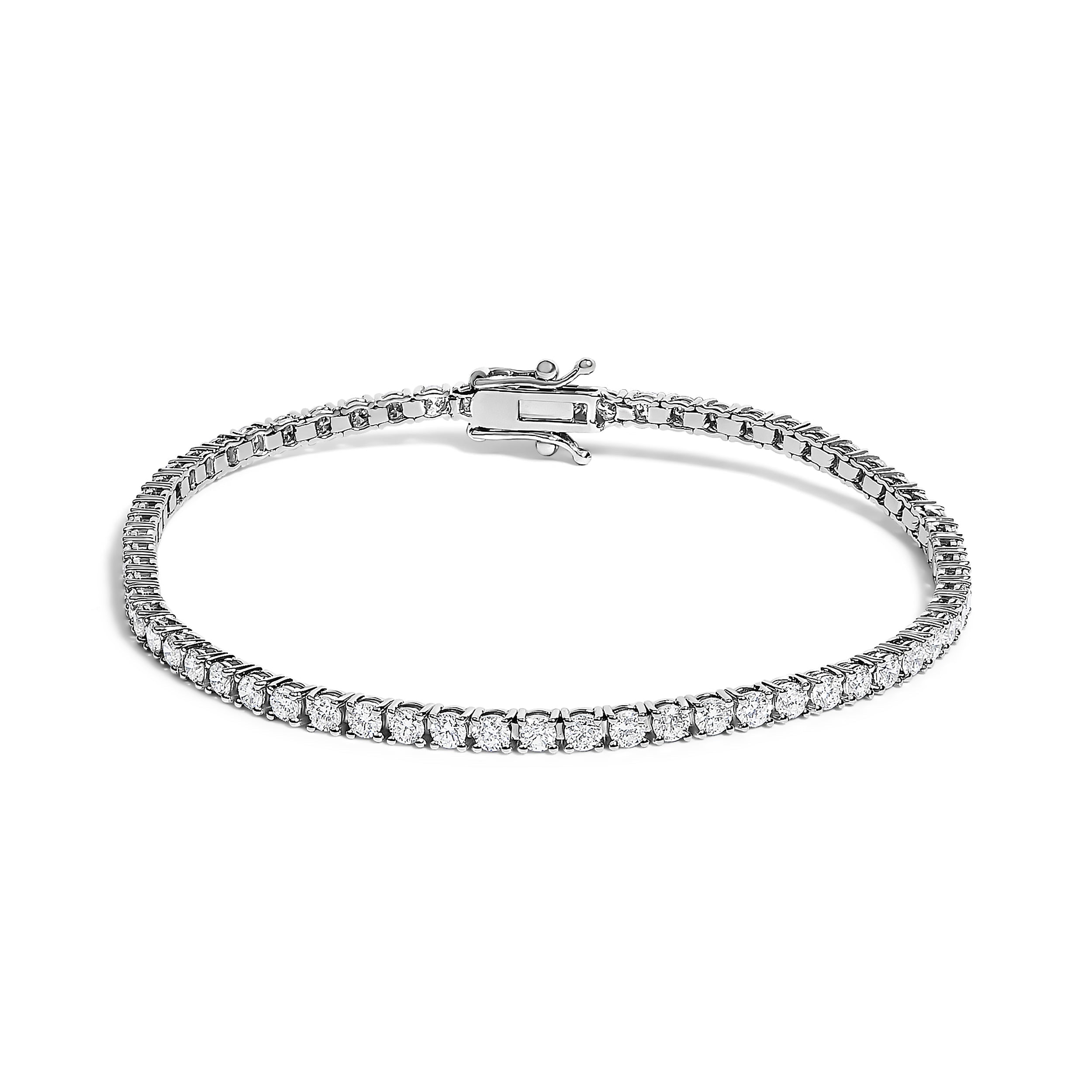 14K White Gold 3.00 Ctw Diamond Classic Standard 4 Prong Set Tennis Bracelet  DestGlow