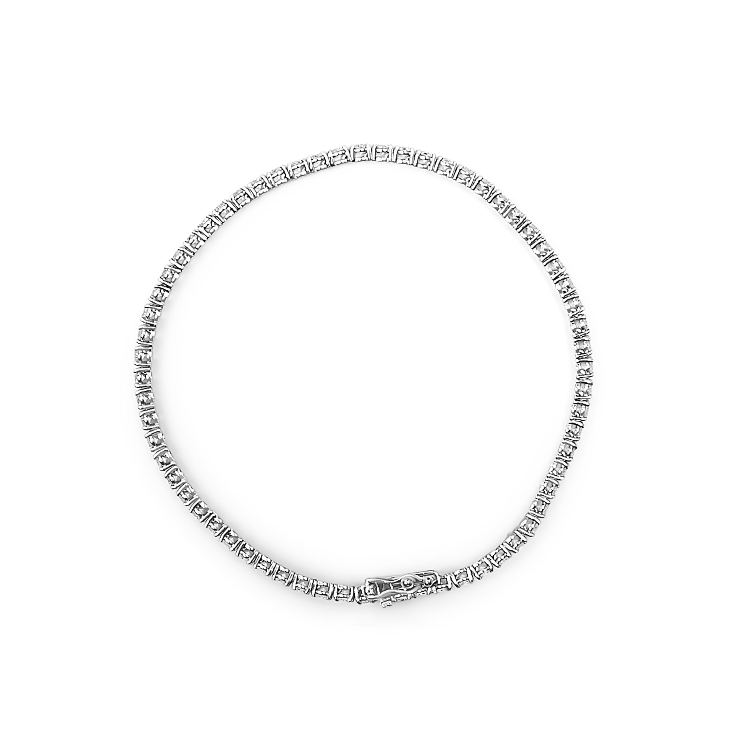 14K White Gold 3.00 Ctw Diamond Classic Standard 4 Prong Set Tennis Bracelet  DestGlow