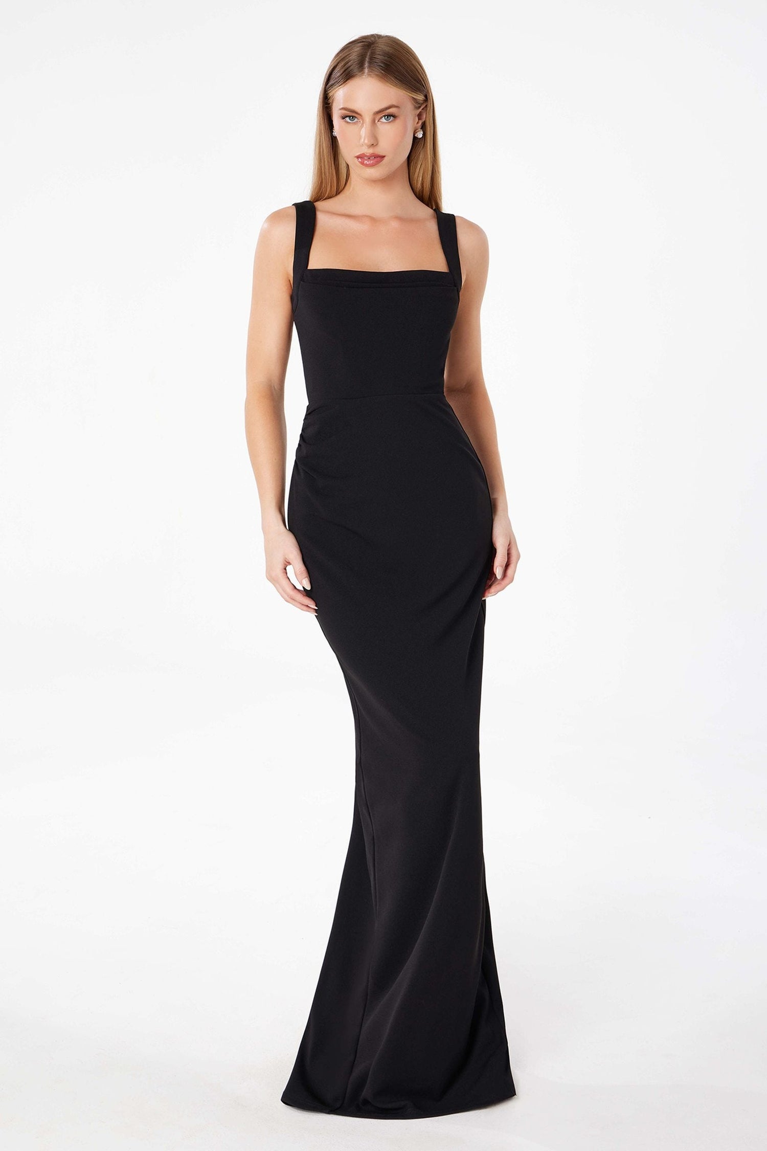 Astee T3000 Classic Modest Fitted Gown with Back Leg Slit by DiscountDressShop