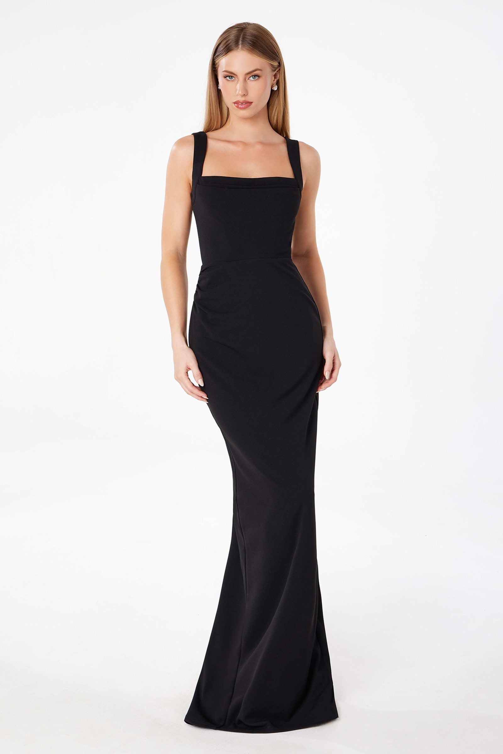 Astee T3000 Classic Modest Fitted Gown with Back Leg Slit by DiscountDressShop