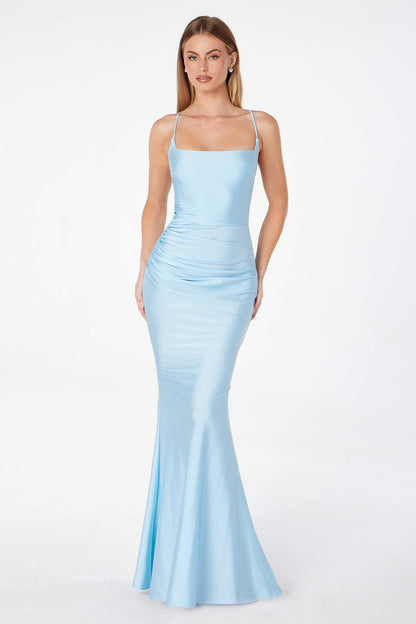 Astee T3001 Long Fitted Evening Gown Strappy Open Back by DiscountDressShop