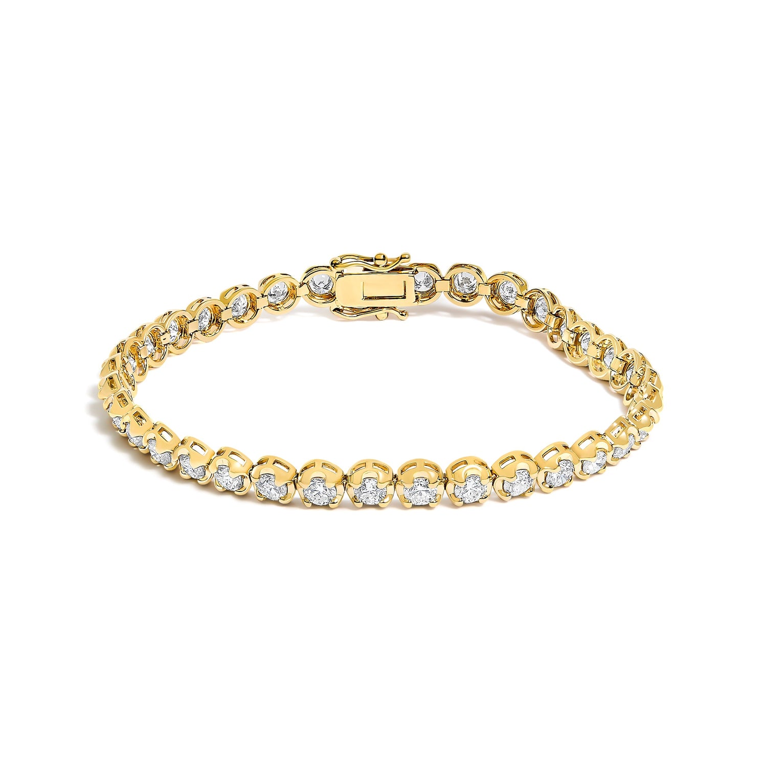 14K Yellow Gold 5.0 Cttw Diamond Scalloped Link Tennis Bracelet  DestGlow