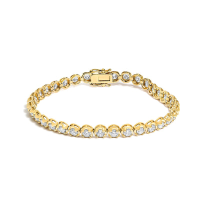 14K Yellow Gold 5.0 Cttw Diamond Scalloped Link Tennis Bracelet  DestGlow