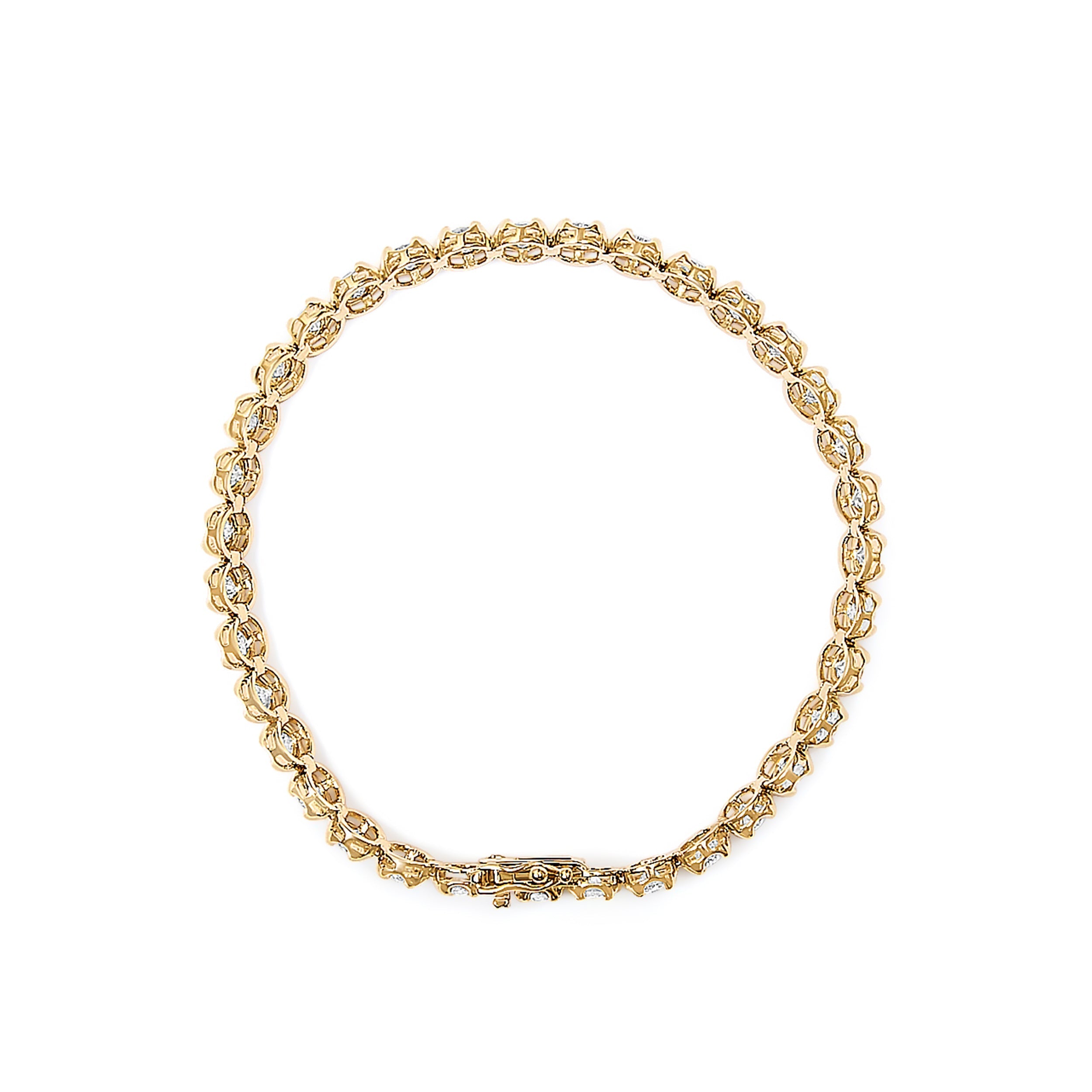 14K Yellow Gold 5.0 Cttw Diamond Scalloped Link Tennis Bracelet  DestGlow