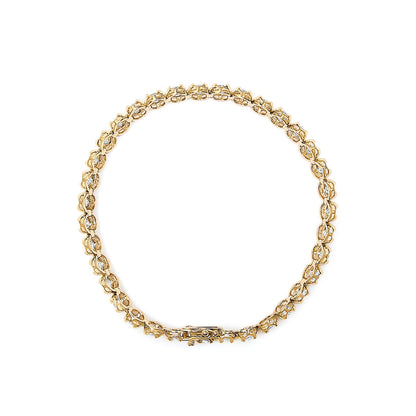 14K Yellow Gold 5.0 Cttw Diamond Scalloped Link Tennis Bracelet  DestGlow