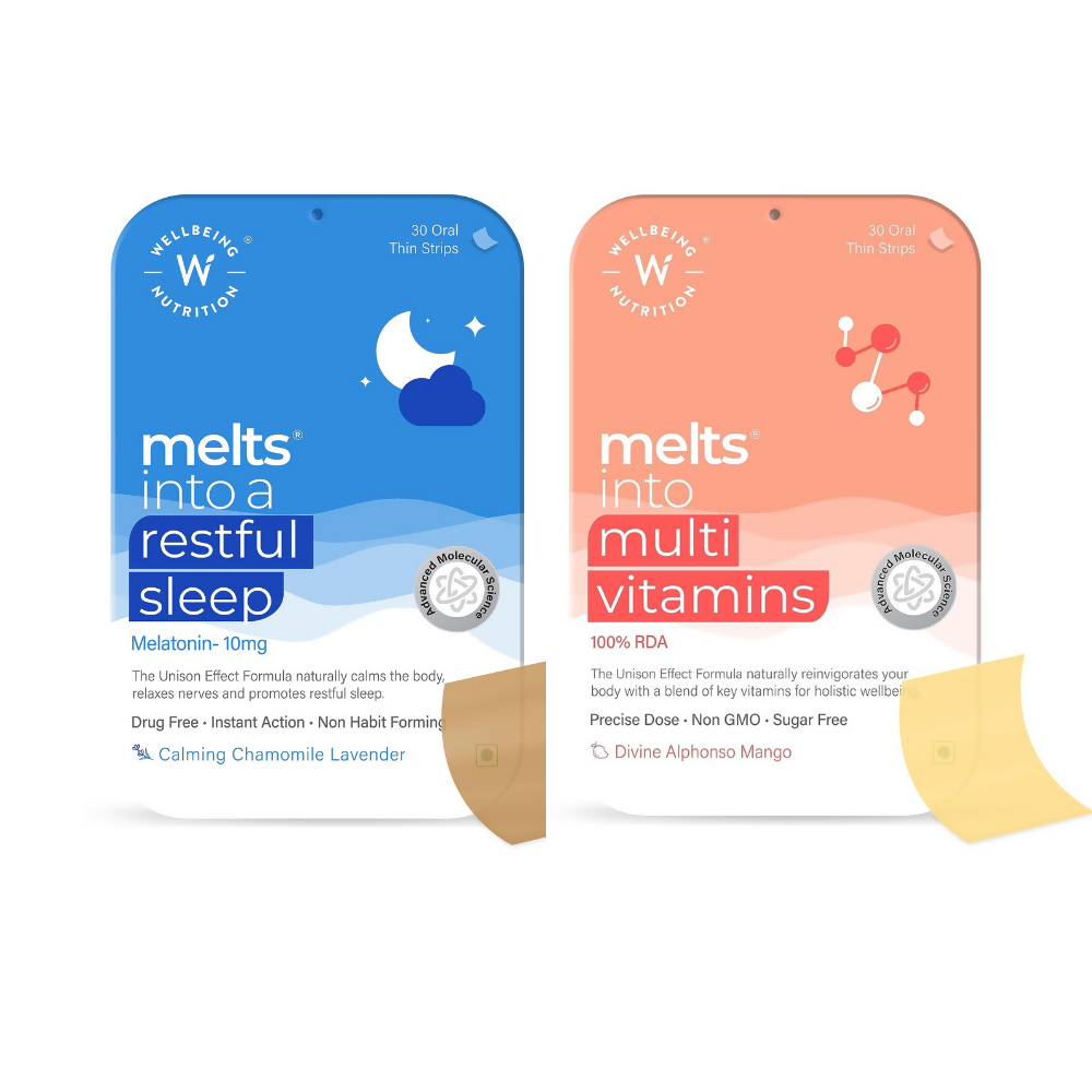 Wellbeing Nutrition Melts Restful Sleep &amp; Melts Into Multivitamins Oral Strips Combo